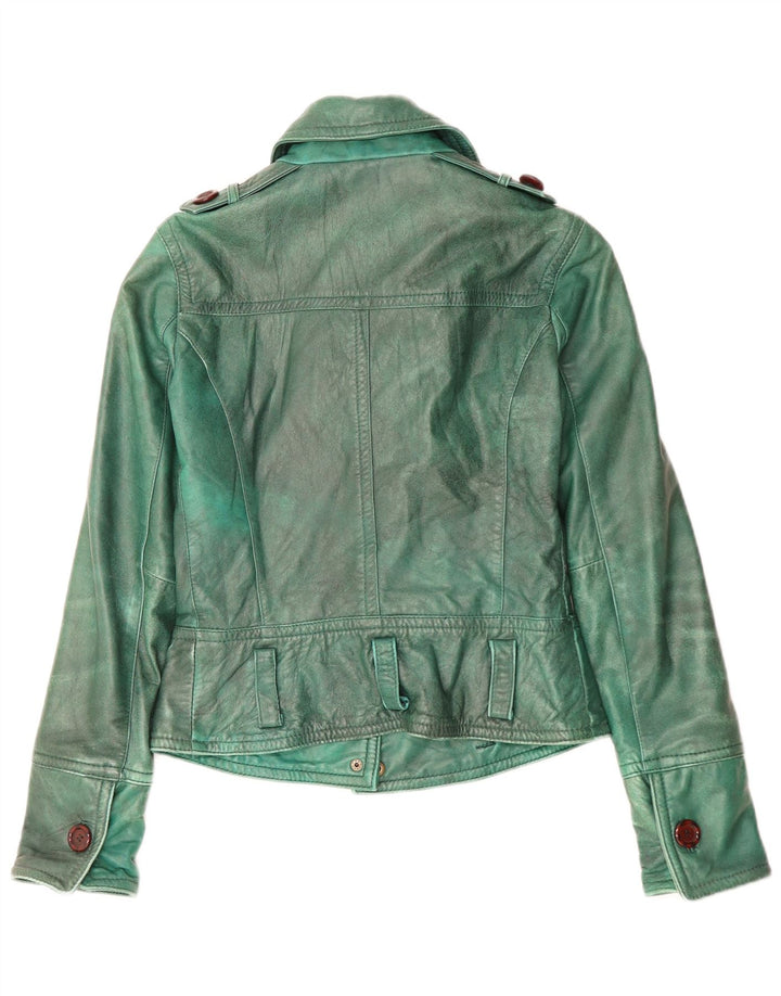 Linea Emme Veste en cuir militaire pour femme UK 8 Small Vert