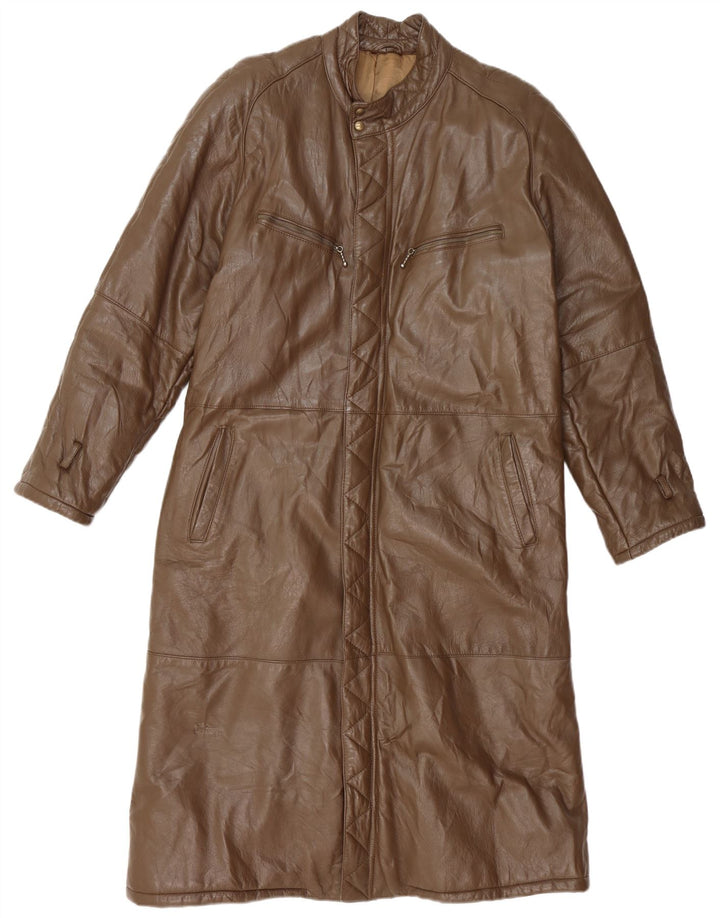 VINTAGE Manteau en cuir homme UK 38 Marron moyen