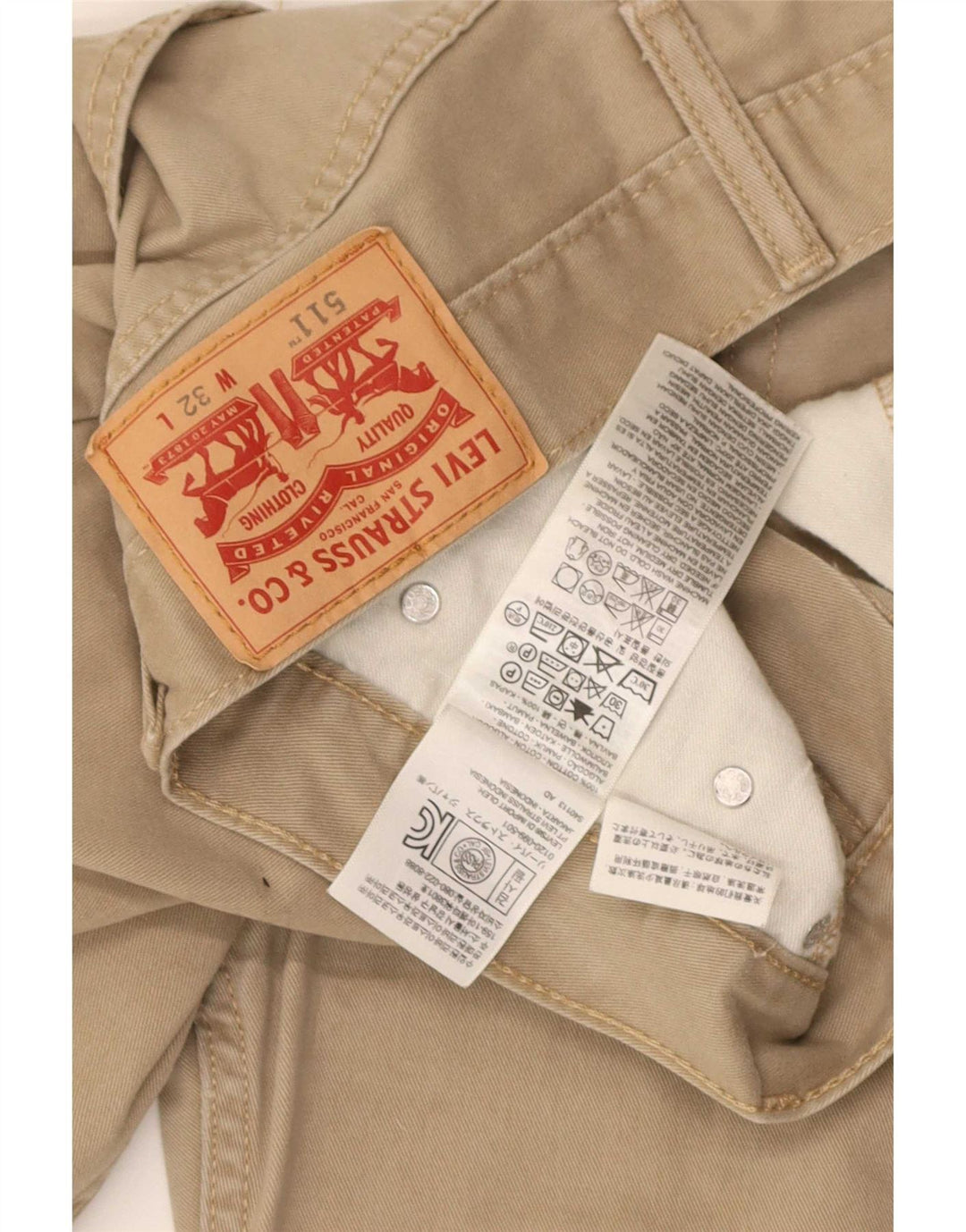 Levi's Short Casual 511 W32 Homme Beige Moyen Coton