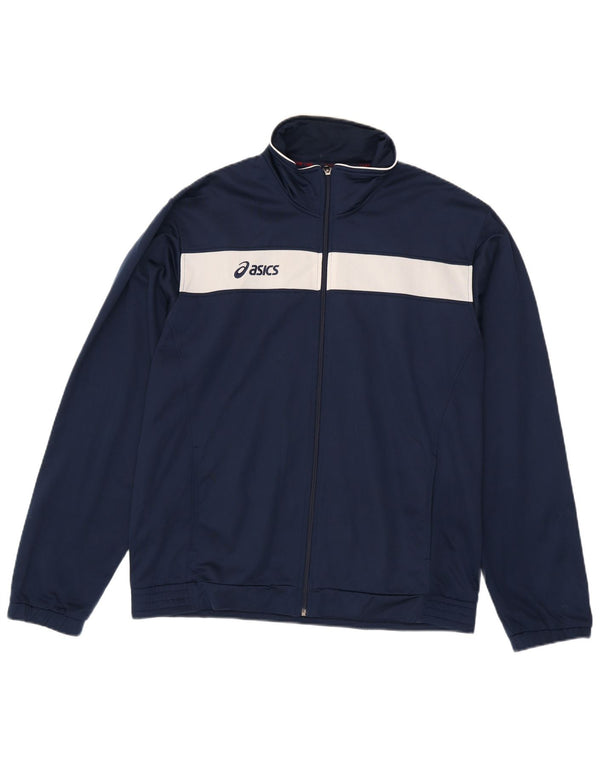 Asics Veste de survêtement pour homme 2XL Bleu marine Colorblock Polyester