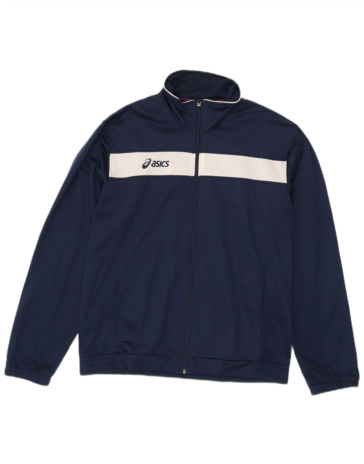 Asics Veste de survêtement pour homme 2XL Bleu marine Colorblock Polyester