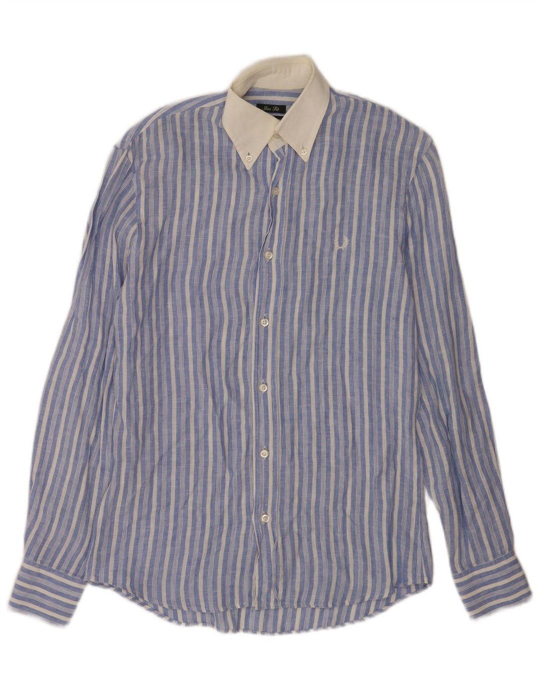 Fred Perry Chemise Slim Fit Homme Petit Bleu Rayé Lin