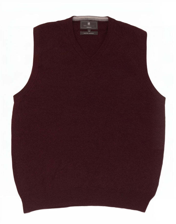 Marks & Spencer Débardeur coupe classique pour homme en laine bordeaux moyen