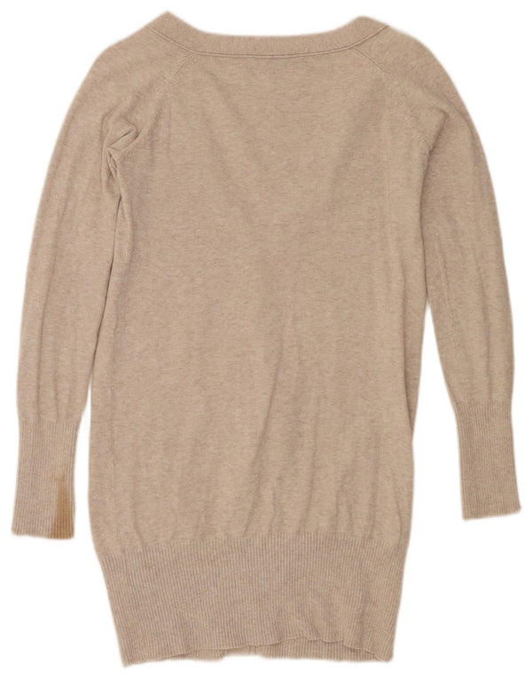 Zara Womens Longline Cardigan Sweater UK 10 Petit coton moucheté beige