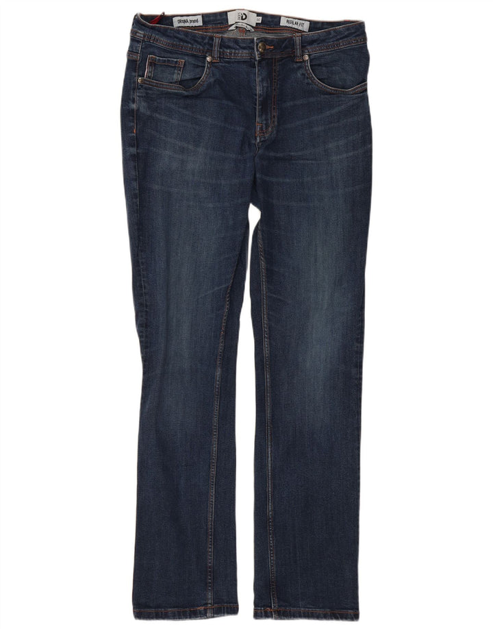 Dack's Jean droit régulier pour homme IT 50 Large W34 L32 Bleu Coton