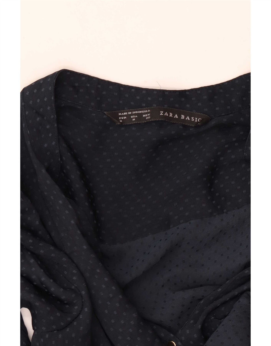Zara Chemisier à manches 3/4 pour femme UK 14 Bleu marine moyen à pois