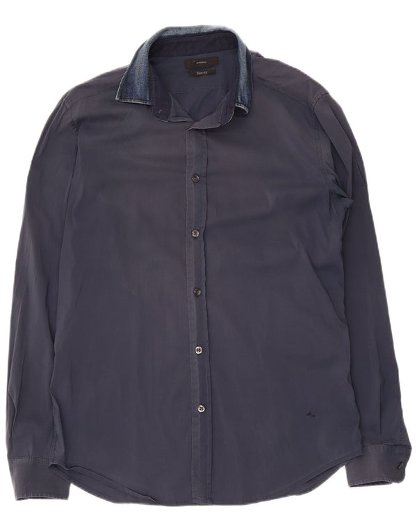 Diesel Chemise Slim Fit Bleu Marine Moyen Coton Homme