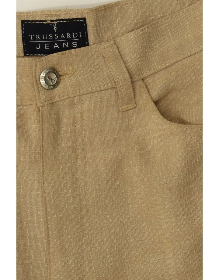 TRUSSARDI Womens Slim Casual Trousers W29 L26  Beige Check Polyester Vintage Trussardi and Second-Hand Trussardi from Messina Hembry 