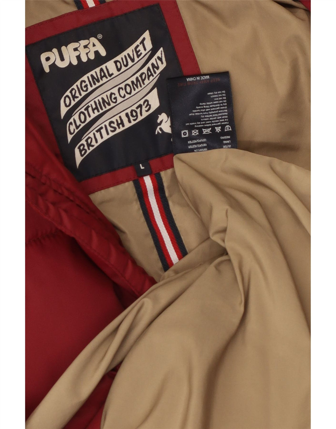 PUFFA Veste matelassée à capuche pour homme UK 40 Large Rouge Nylon