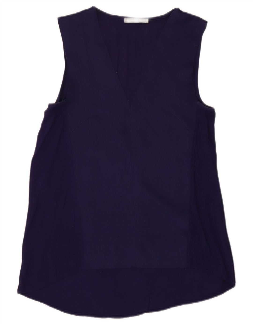 Zara Femme Chemisier Top UK 10 Petit Bleu Marine Polyester