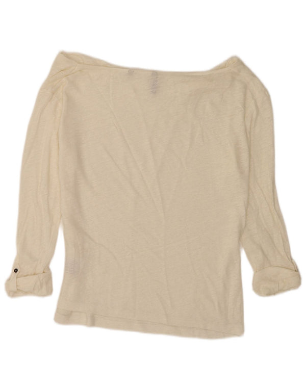 Woolrich Haut surdimensionné à manches 3/4 et épaules dénudées pour femme UK 10 Small Blanc