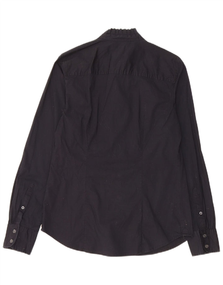J. Crew Chemise à volants sur le devant pour femme UK 10 Petit coton noir