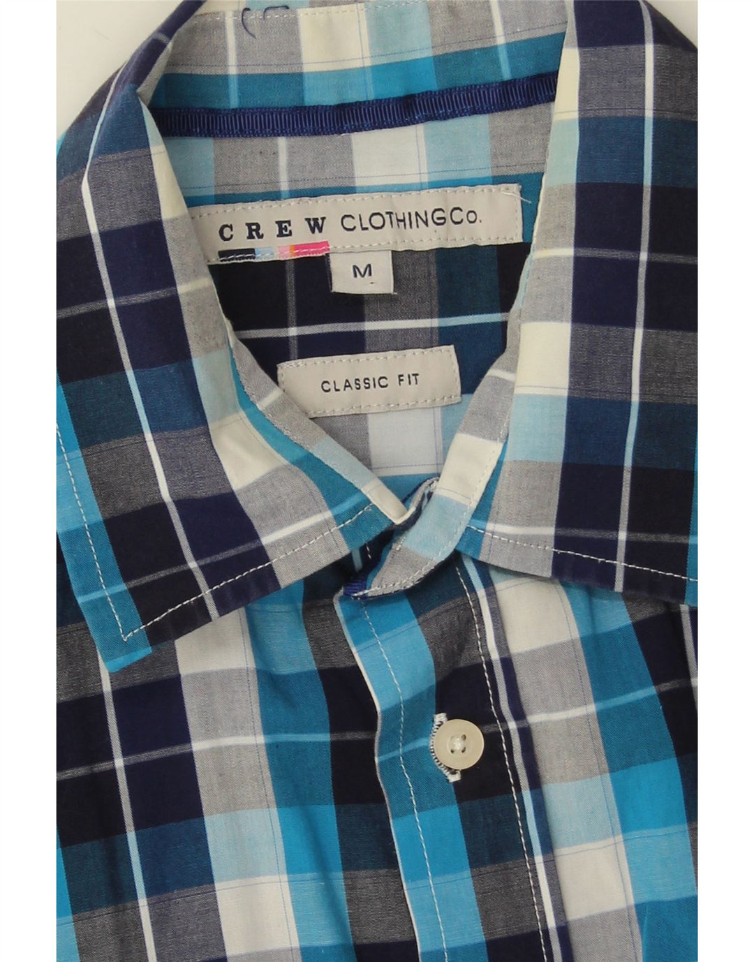 Crew Clothing Chemise à manches courtes pour homme Coupe classique Bleu marine à carreaux