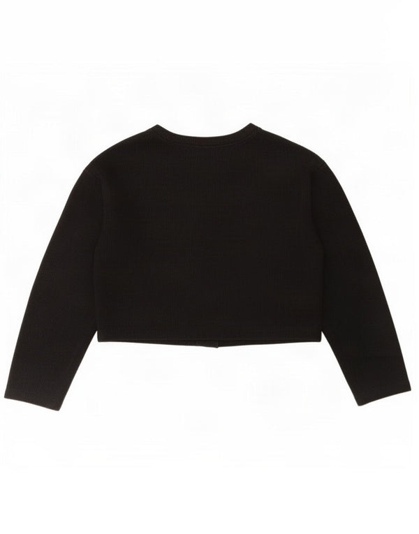 Zara Womens Crop Cardigan Pull UK 14 Moyen Noir Coton