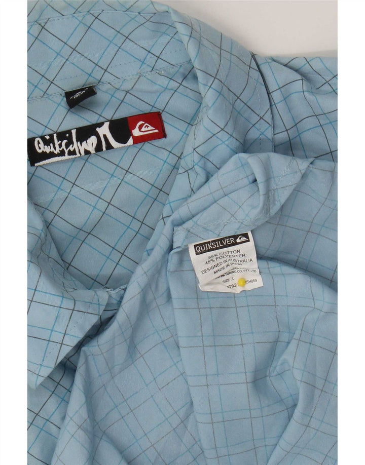 Quiksilver Chemise à manches courtes pour homme en coton à carreaux bleus