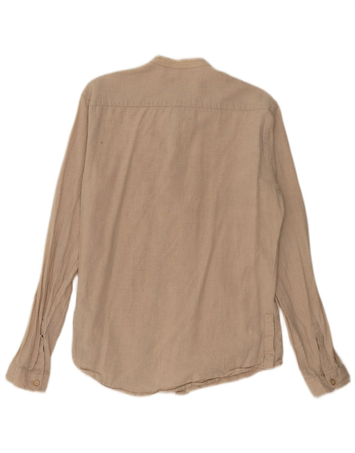 Zara Chemise Slim Fit Lin Beige Moyen Homme