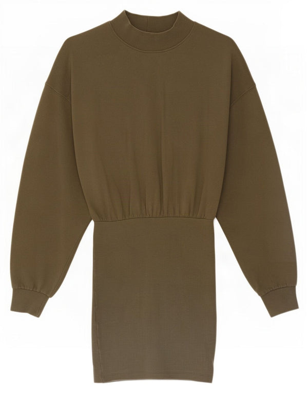 Zara Womens Sweatshirt Jumper Dress UK 8 Petit Kaki Coton
