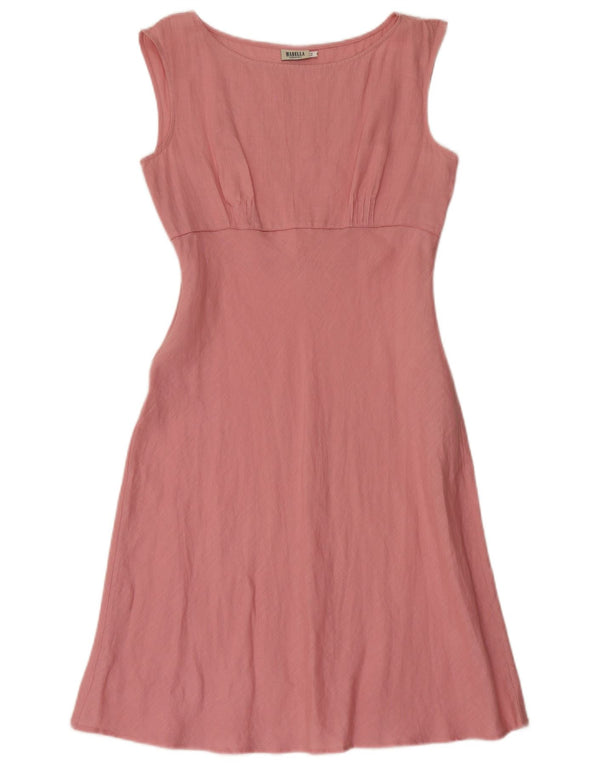 Marella Robe trapèze pour femme UK 12 Lin rose moyen