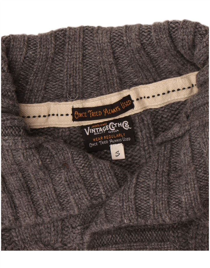 Jack & Jones Pull à col boutonné pour homme Petit en laine gris