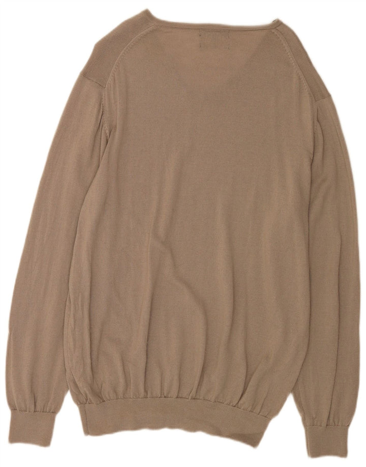 Marks & Spencer Pull autographe à col en V pour homme XL en laine beige