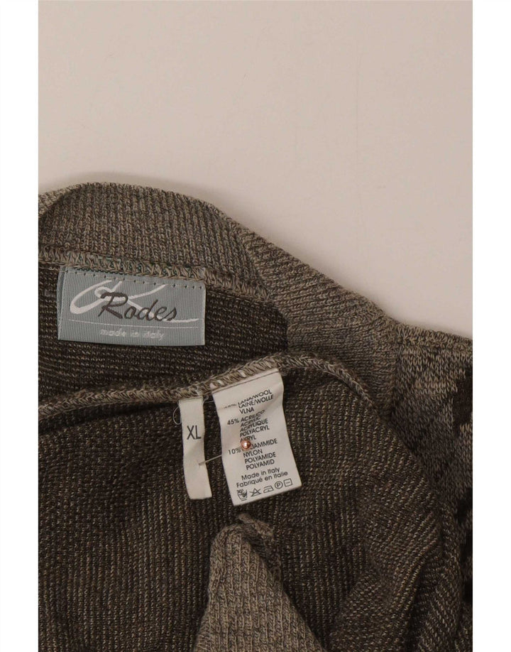 Rodes Homme Cardigan Pull XL Gris Géométrique Laine