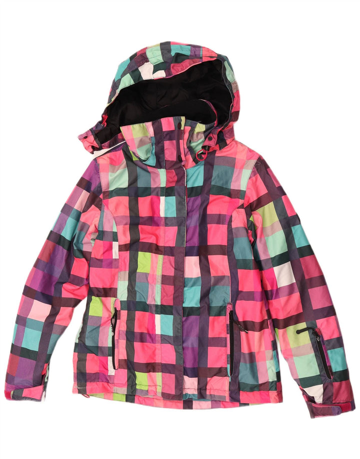 Maui and Sons Veste de pluie à capuche pour femme UK 14 Medium Multicolore Check