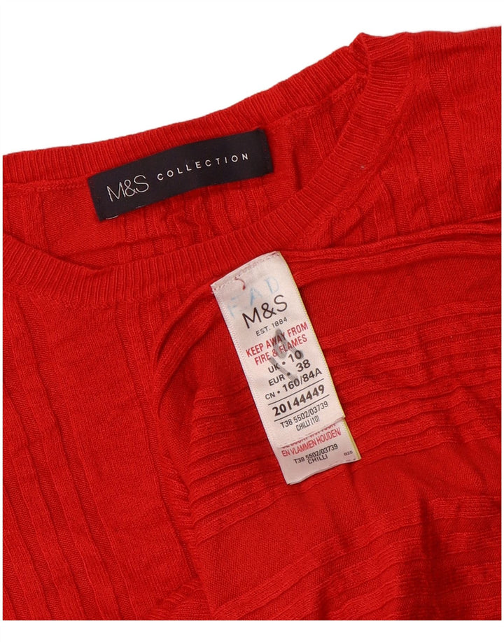 Marks & Spencer Pull court à col rond pour femme UK 10 Petit Rouge
