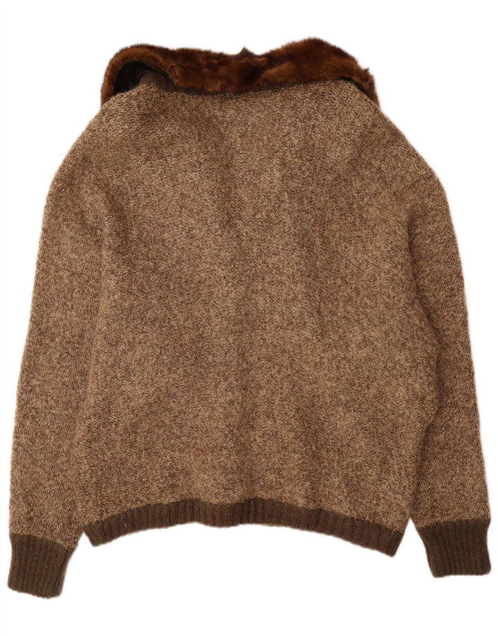 VINTAGE Pull Cardigan Femme UK 18 XL Marron