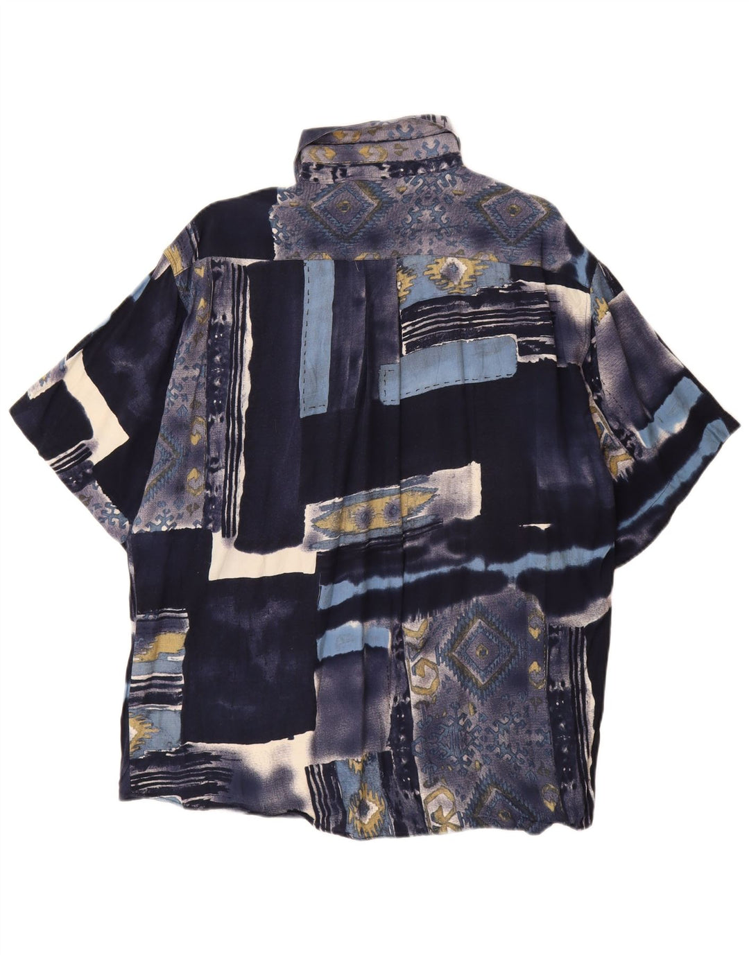 TIPO' S Chemise Manches Courtes Homme Large Bleu Marine Patchwork Viscose