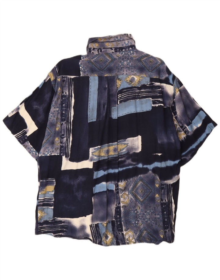 TIPO' S Chemise Manches Courtes Homme Large Bleu Marine Patchwork Viscose