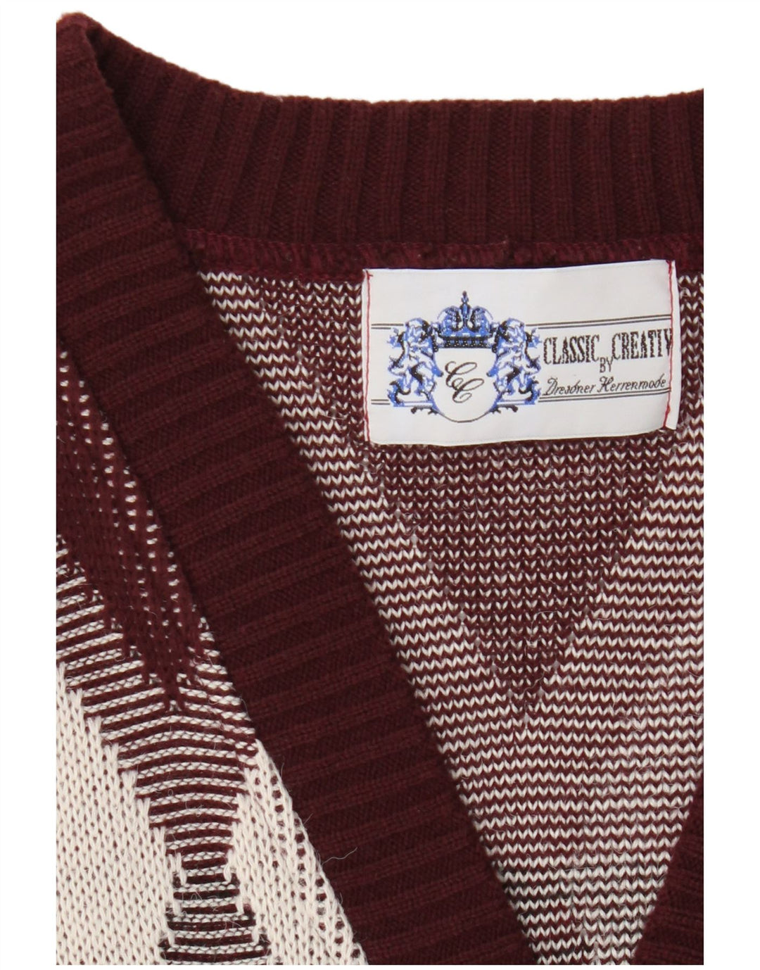 vintage Mens Cardigan Sweater Grand Bourgogne Argyle/Diamant