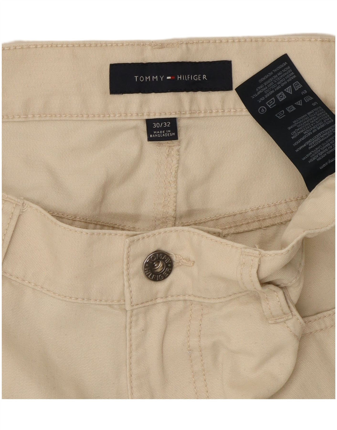 TOMMY HILFIGER Pantalon décontracté droit homme W30 L32 Blanc Coton