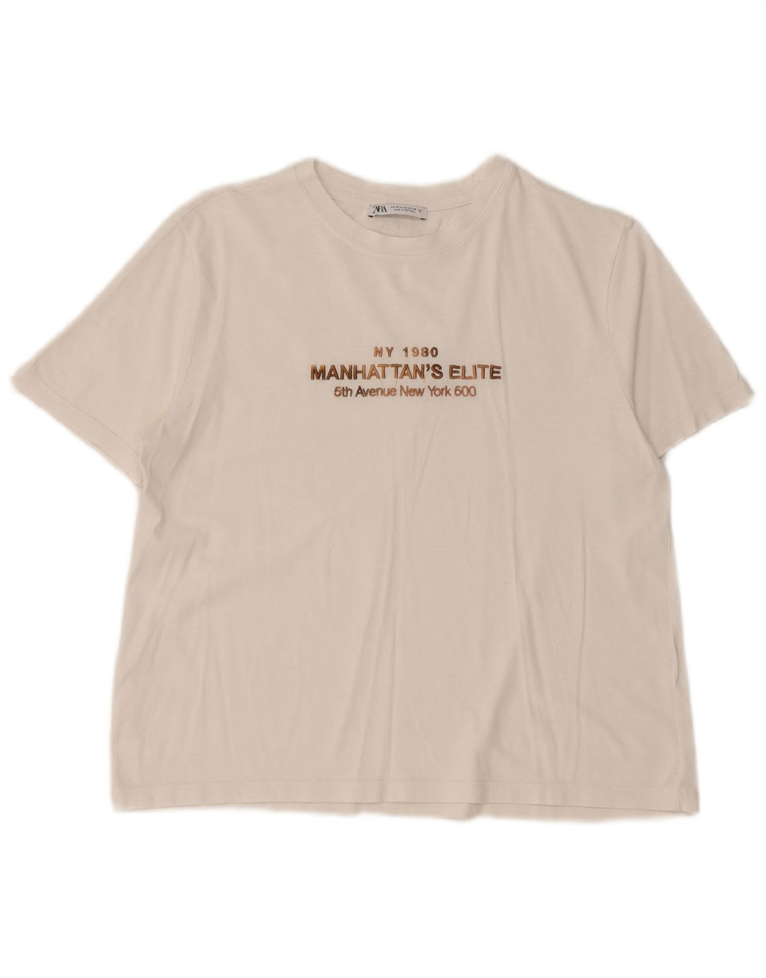 Zara T-shirt graphique pour femme UK 12 Blanc moyen