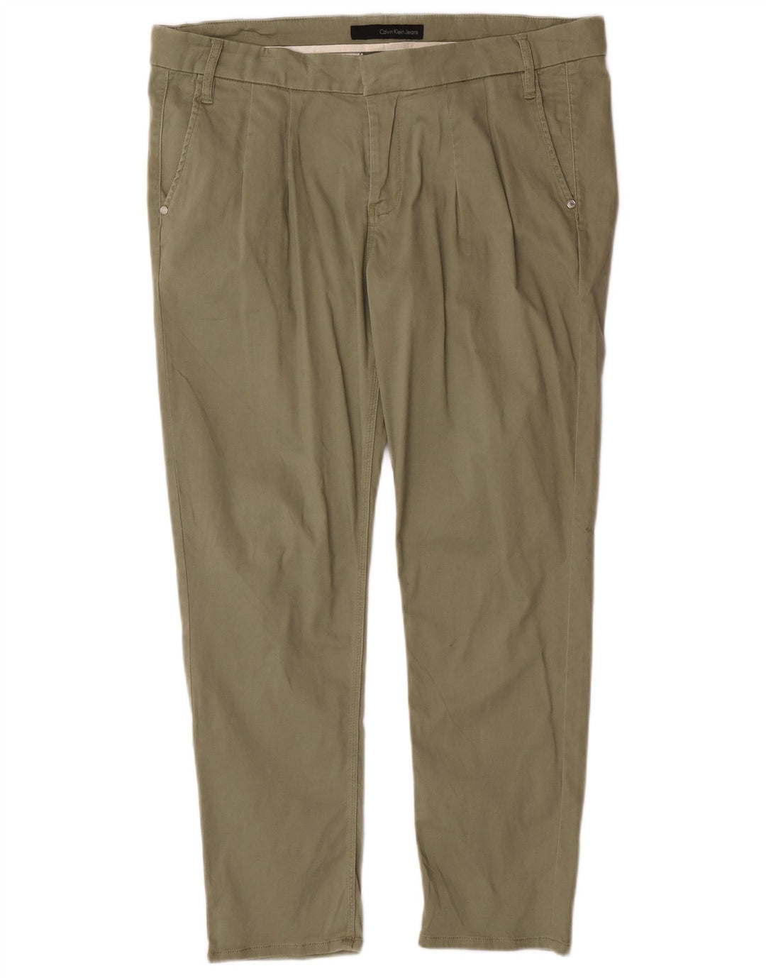 Calvin Klein Jeans Pantalon Chino Slim Homme W32 L27 Kaki Coton Classique