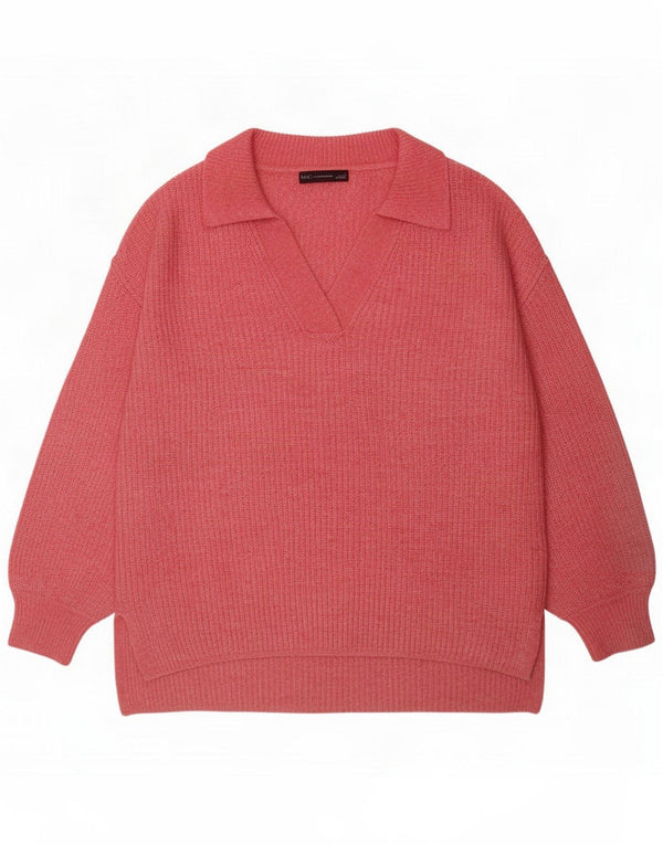 Marks & Spencer Pull surdimensionné à col polo pour femme UK 16 Large Rose