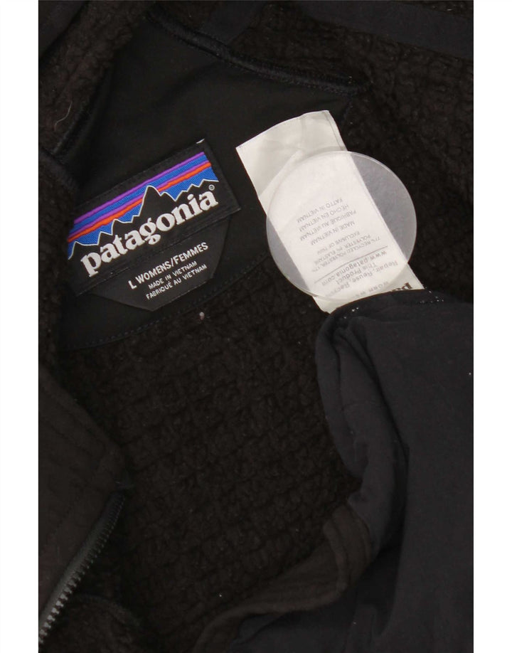 Patagonia Veste de survêtement à capuche pour femme UK 14 Large Noir Polyester