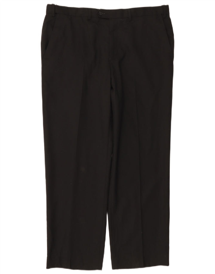 Marks & Spencer Pantalon de Costume Droit Regular Femme W36 L29 Laine Noir