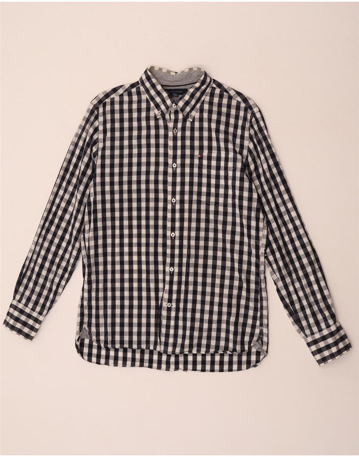 Tommy Hilfiger Chemise ajustée sur mesure pour homme Taille 15 1/2 16 Vichy bleu moyen