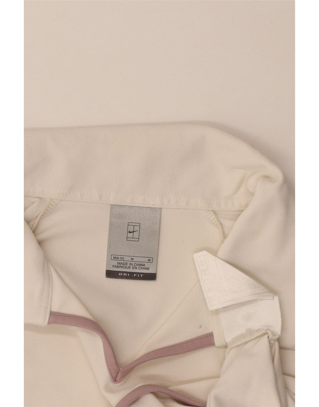 NIKE Polo court Dri Fit pour femme US 8/10 Polyester blanc moyen
