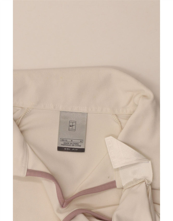 NIKE Polo court Dri Fit pour femme US 8/10 Polyester blanc moyen
