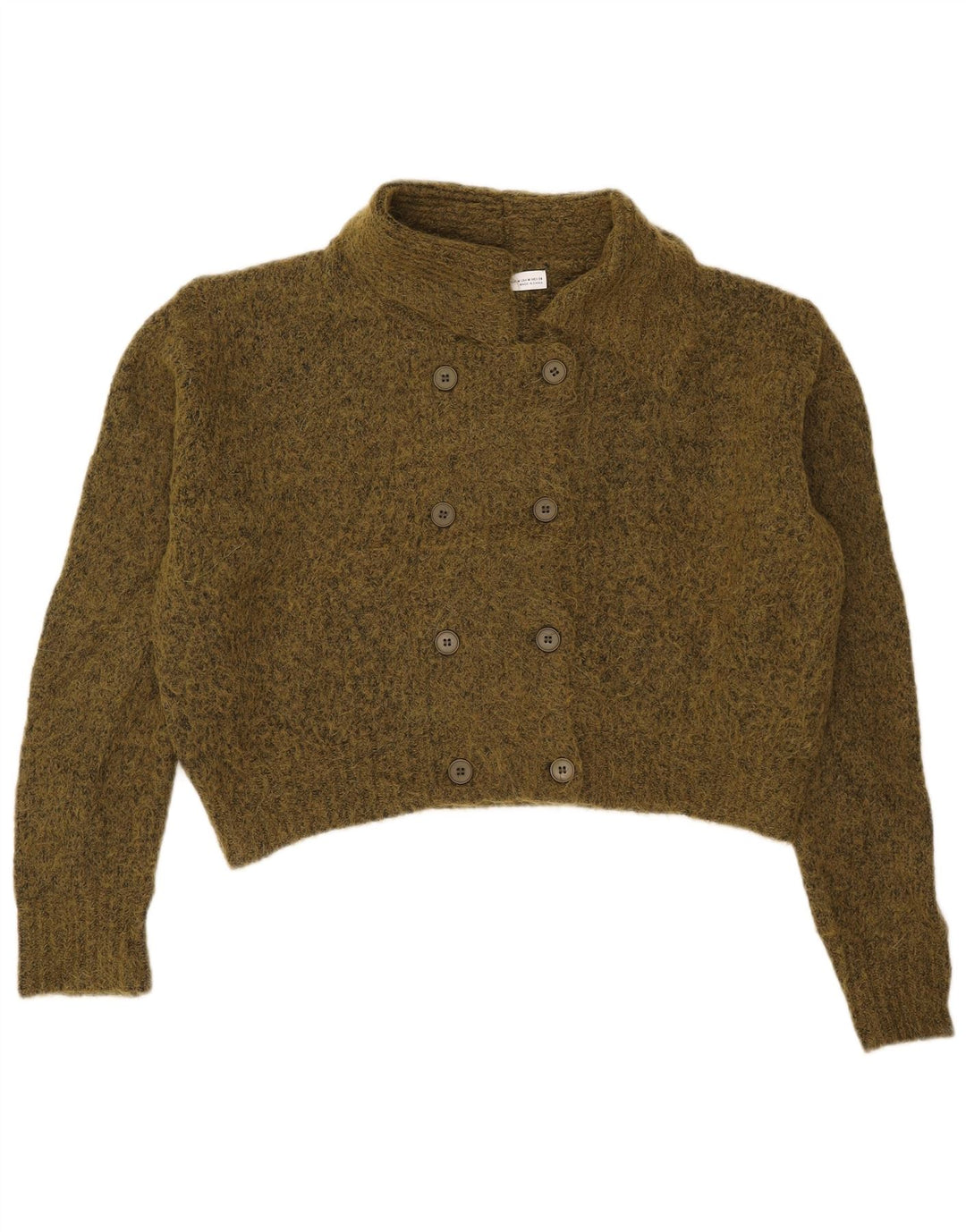 Zara Cardigan court surdimensionné pour femme UK 14 Kaki moyen moucheté