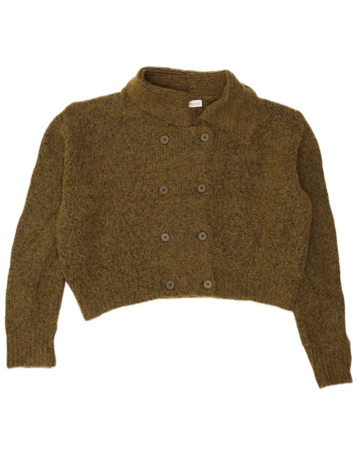 Zara Cardigan court surdimensionné pour femme UK 14 Kaki moyen moucheté
