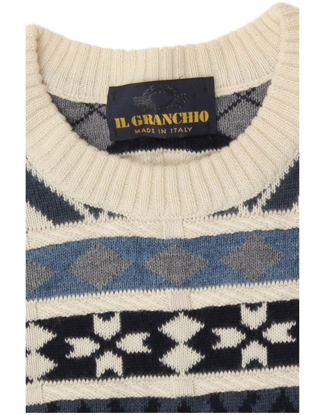 Il Granchio Pull Col Rond Homme Grand Bleu Géométrique