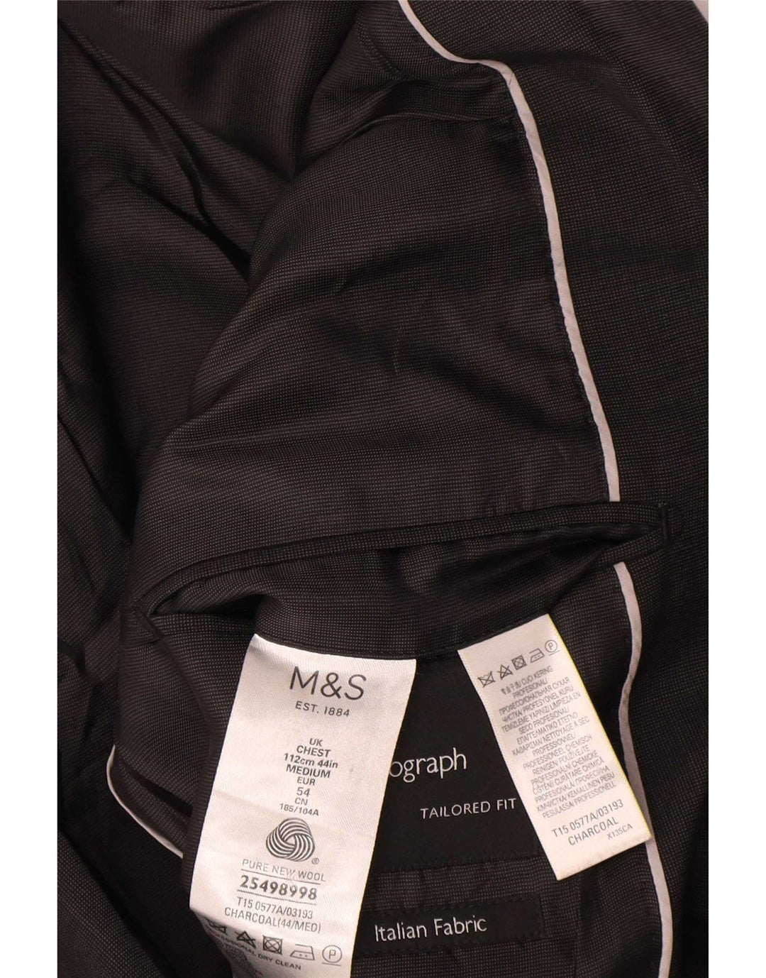 Marks & Spencer Veste blazer autographe à 2 boutons pour homme UK 44 XL Laine noire