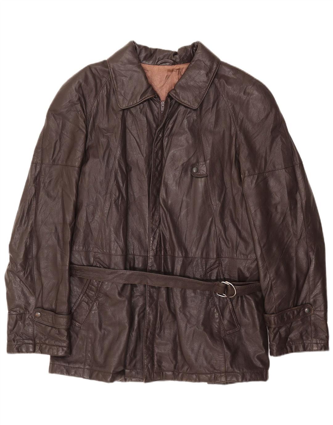 VINTAGE Veste en cuir homme IT 54 2XL Cuir marron