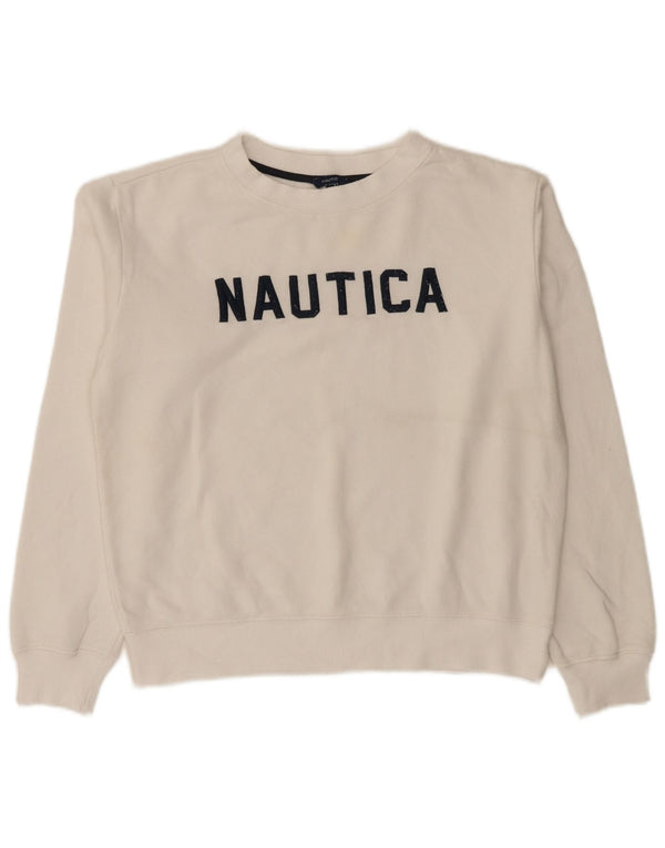 Nautica Sweat-shirt surdimensionné graphique pour femme UK 10 Petit coton blanc
