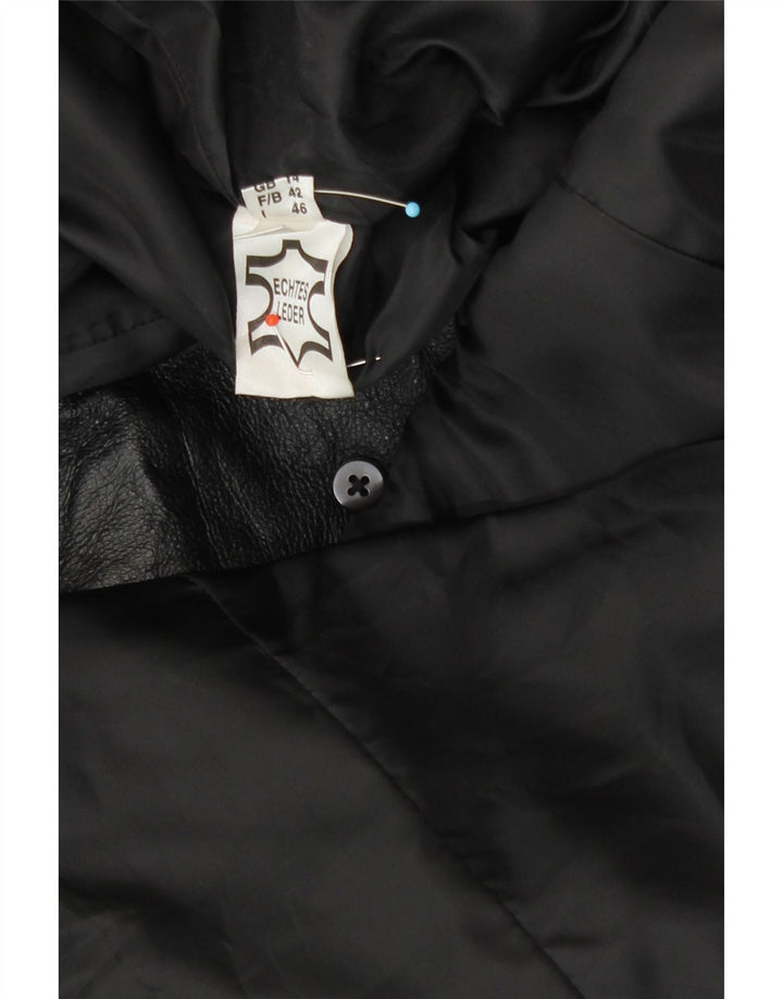 manteau en cuir femme vintage UK 14 Grand cuir noir