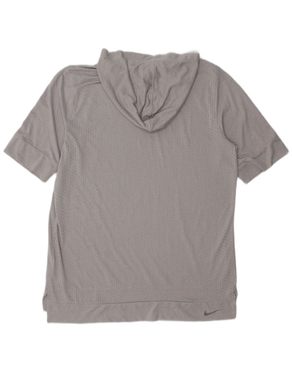 Nike T-shirt à capuche Dri Fit pour homme Gris moyen Polyester