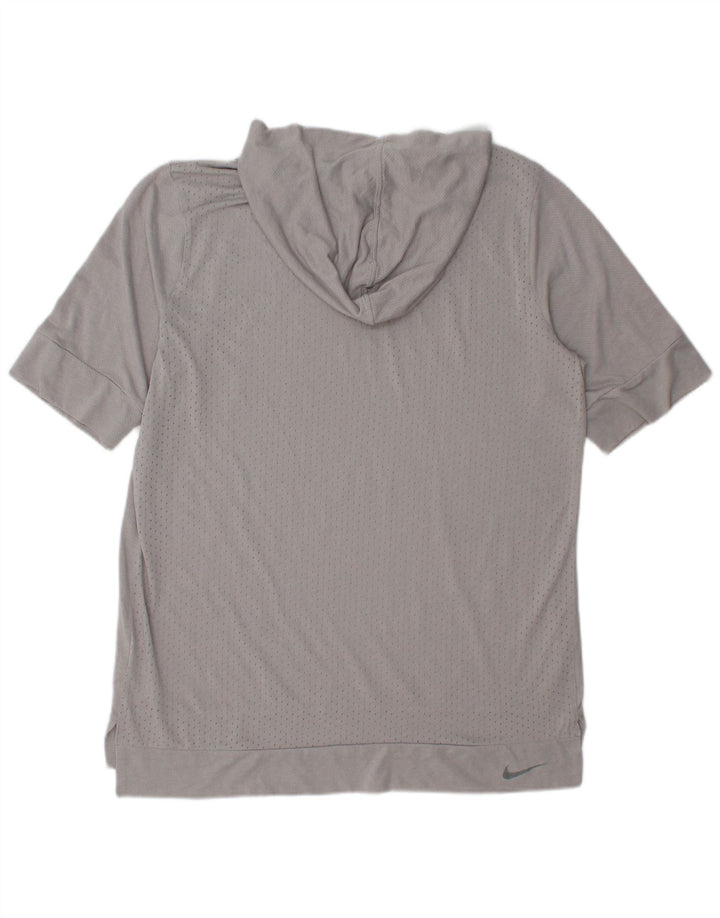 Nike T-shirt à capuche Dri Fit pour homme Gris moyen Polyester