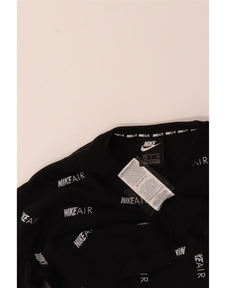 NIKE Womens Oversized Crop Sweatshirt Jumper UK 10 Small Black Spotted